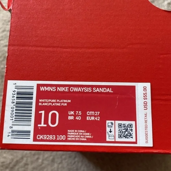 Nike WMNS OWAYSIS Sandal, White/Pure Platinum, Size 10 - Picture 10 of 10